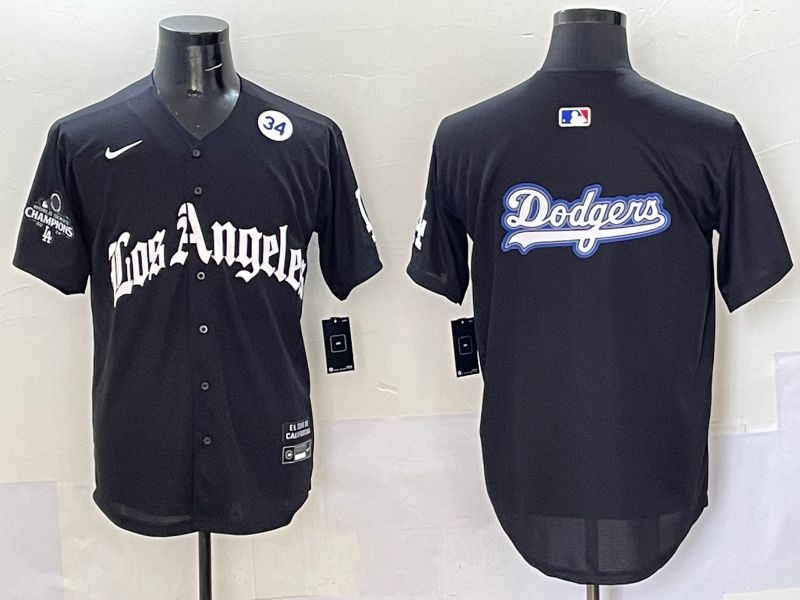 Men Los Angeles Dodgers Blank Black Five generations Joint Name 2025 Nike MLB Jersey style 68